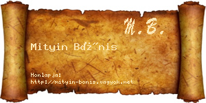 Mityin Bónis névjegykártya